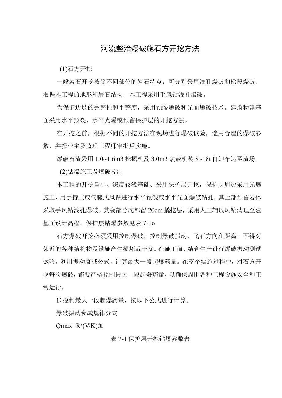 河流整治爆破施石方开挖方法.docx_第1页