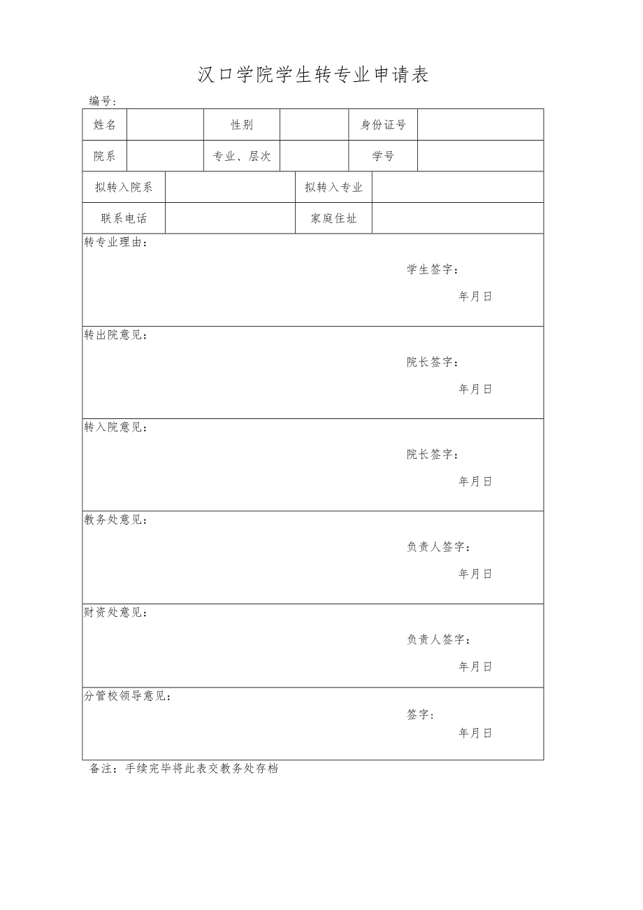 汉口学院学生转专业申请表.docx_第1页