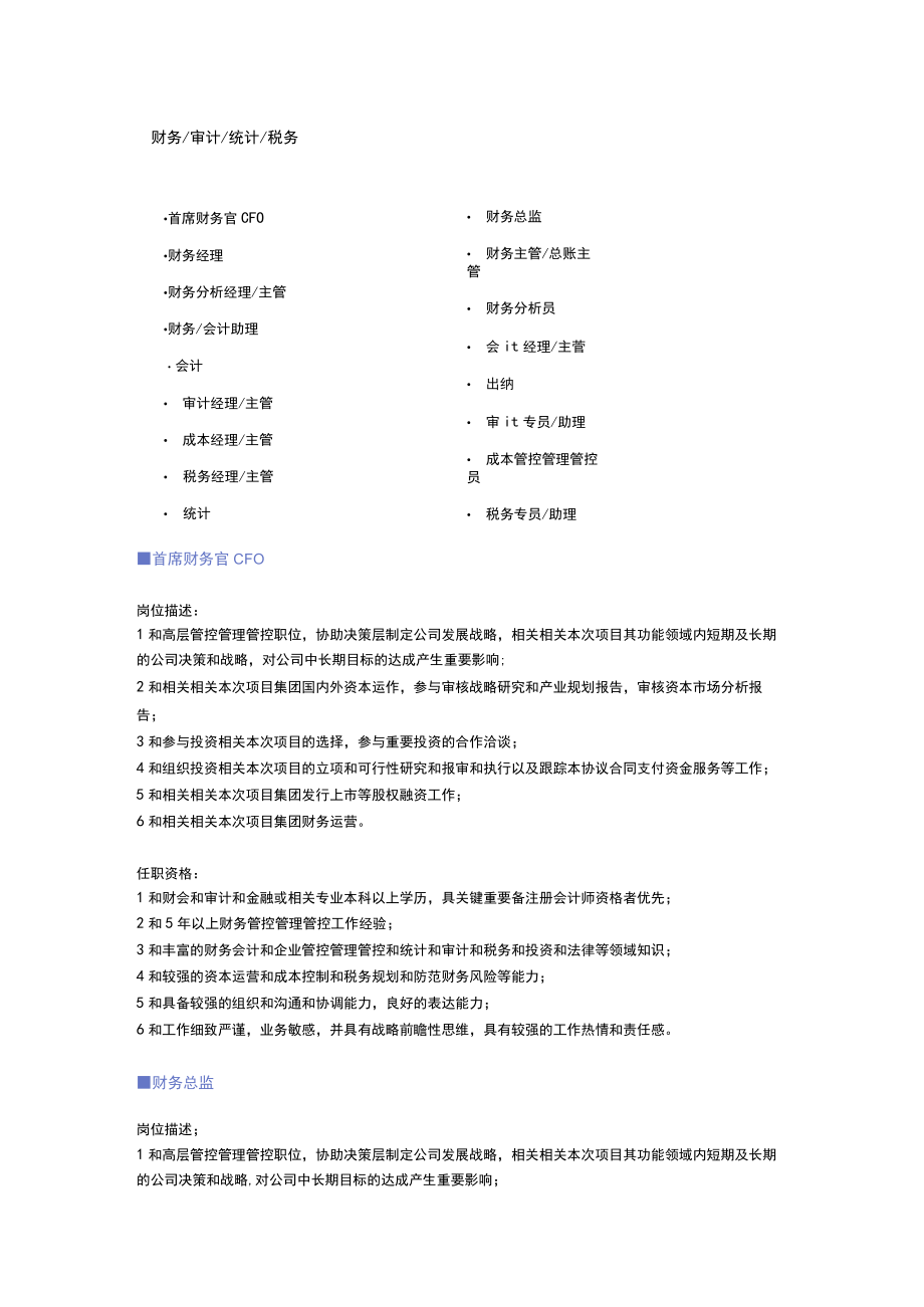 财务审计统计税务职位说明书.docx_第1页