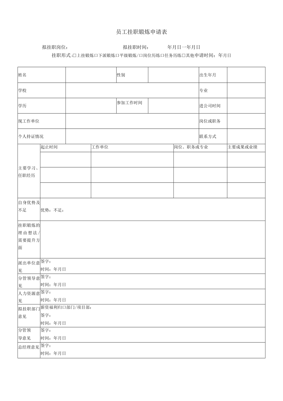 员工挂职锻炼申请表.docx_第1页