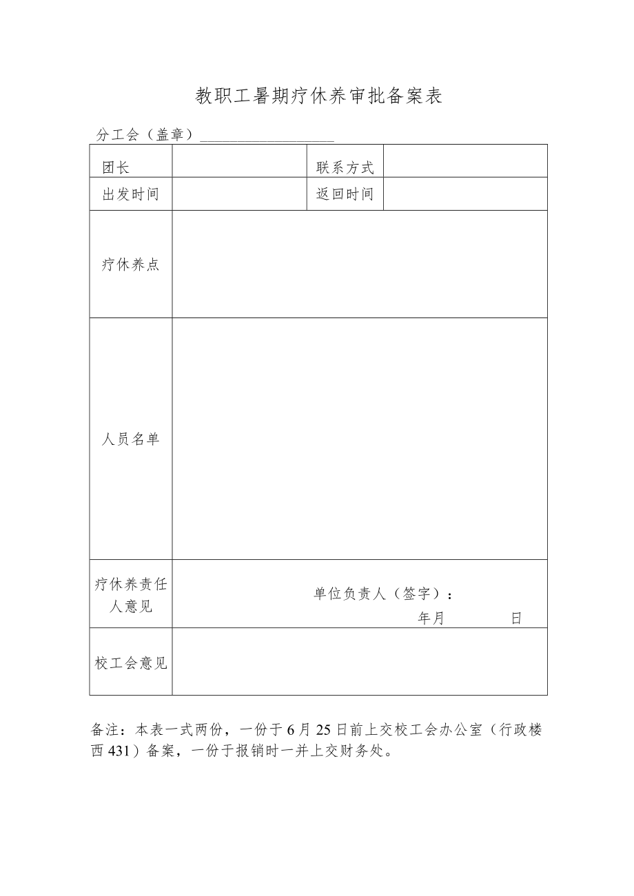 教职工暑期疗休养审批备案表.docx_第1页