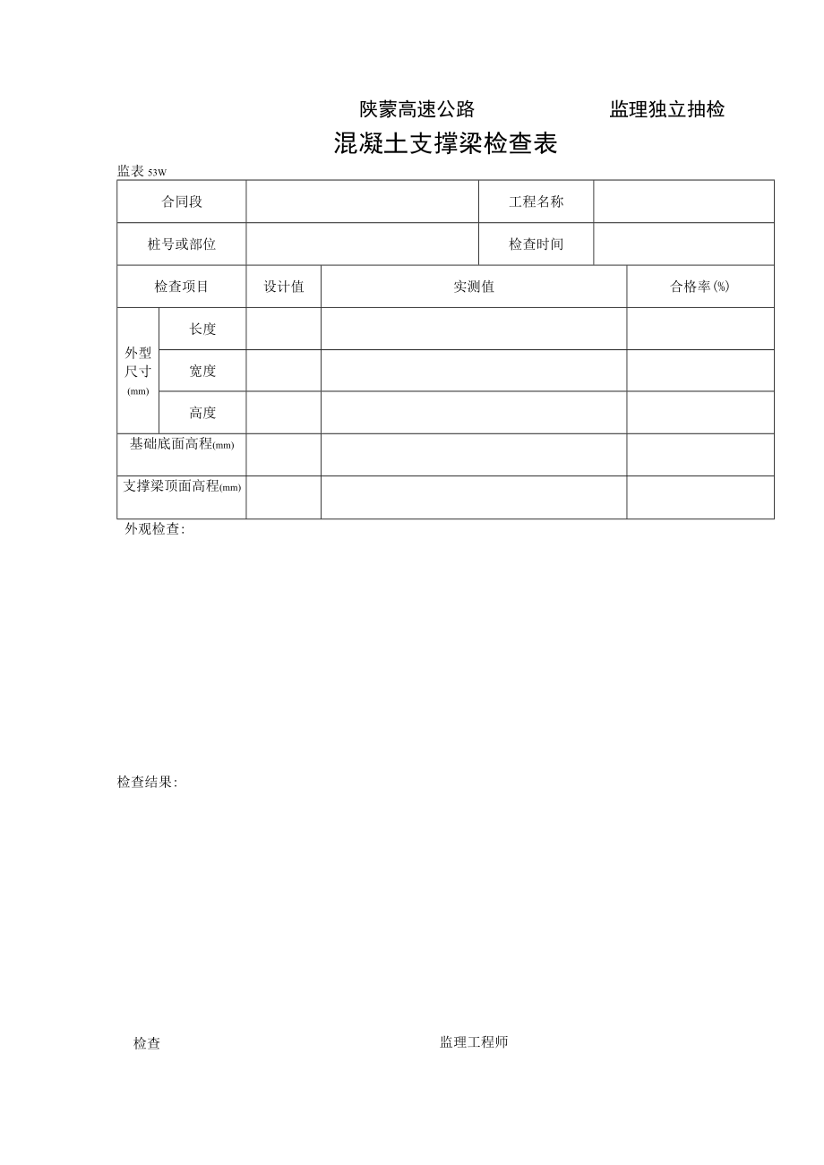 桥涵表53 砼支撑梁检查表工程文档范本.docx_第1页