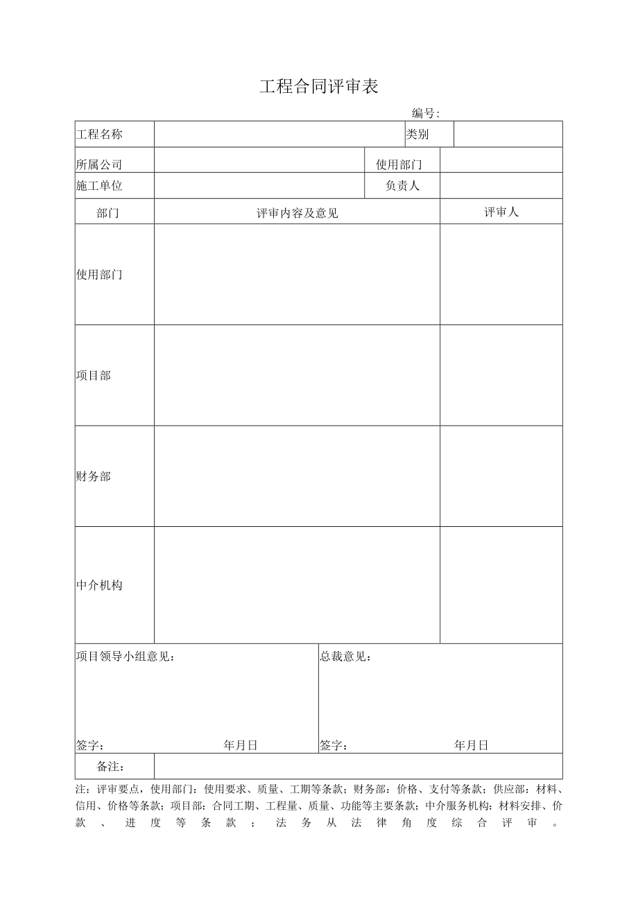 工程合同评审表.docx_第1页