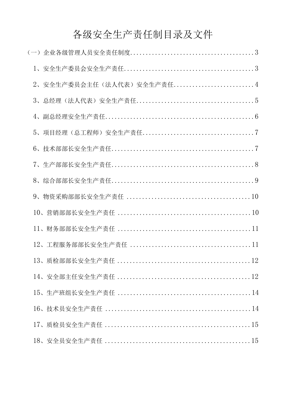 各级安全生产责任制清单目录及其文件.docx_第1页