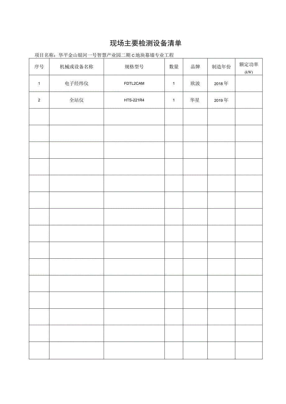 幕墙工程检测设备清单.docx_第1页