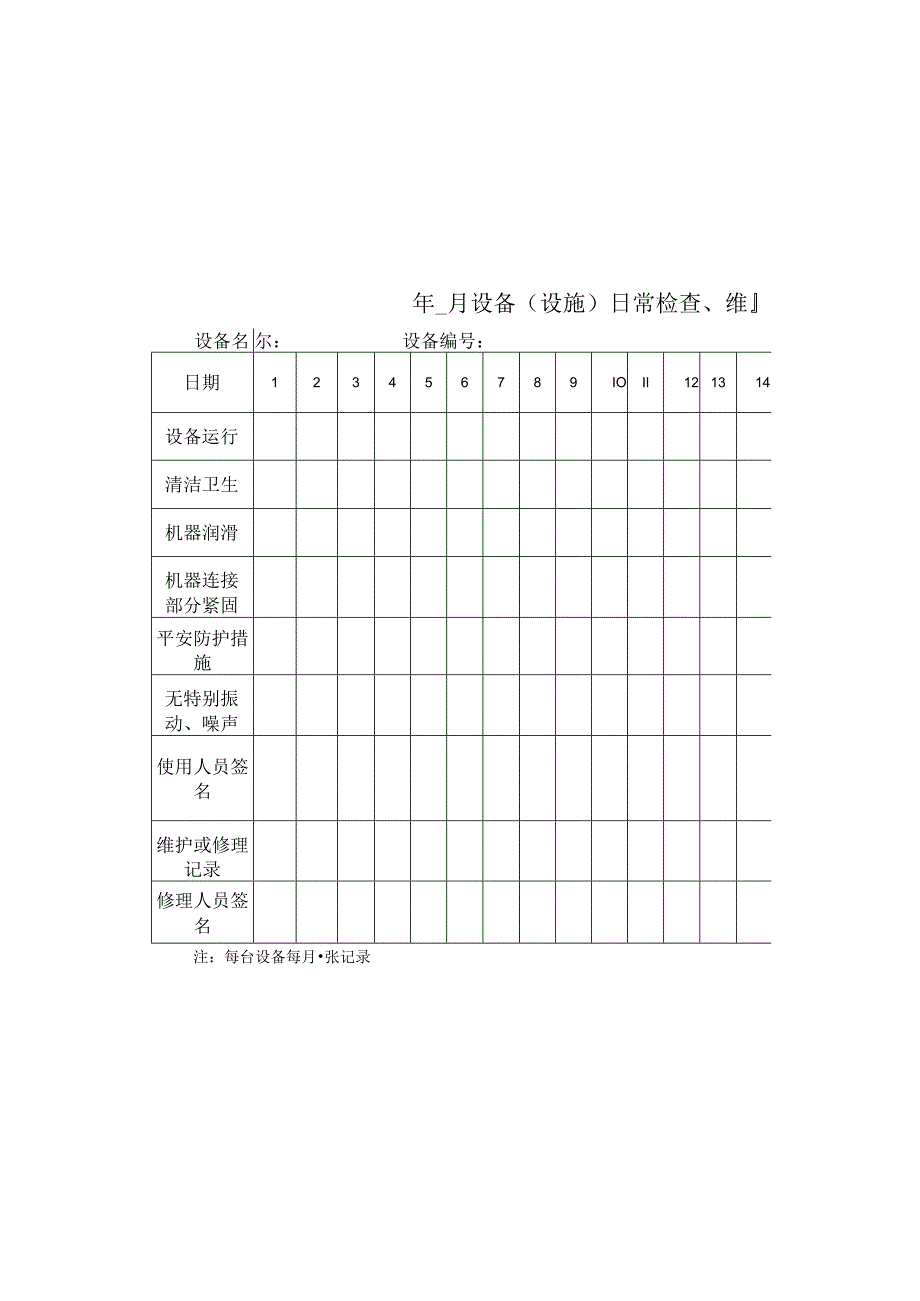 设备（设施）日常检查、维护、保养记录.docx_第2页