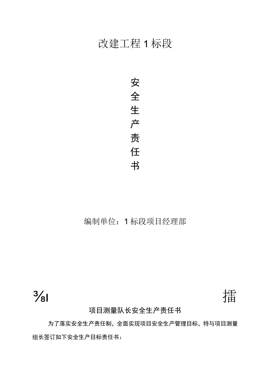 项目测量队长安全生产责任书.docx_第1页