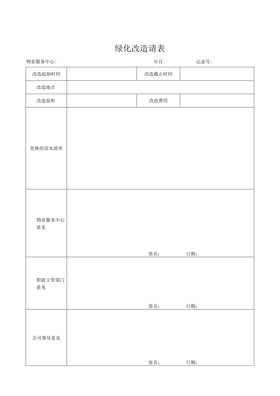 绿化改造申请表.docx_第1页