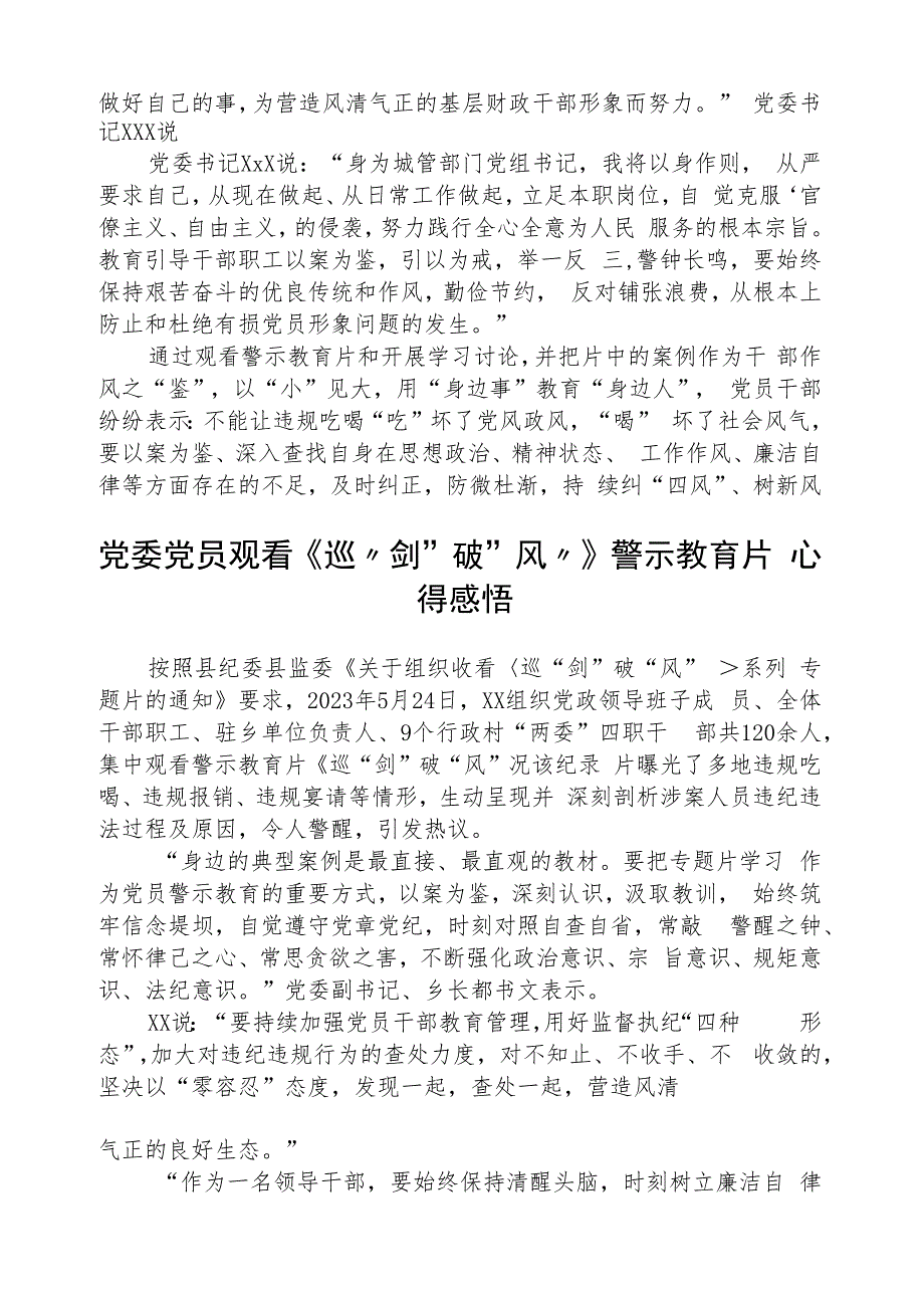 2023年党委书记观看《巡“剑”破“风”》警示教育片心得体会精选范文(五篇).docx_第2页