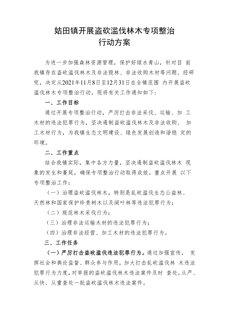 姑田镇开展盗砍滥伐林木专项整治行动方案.docx_第1页