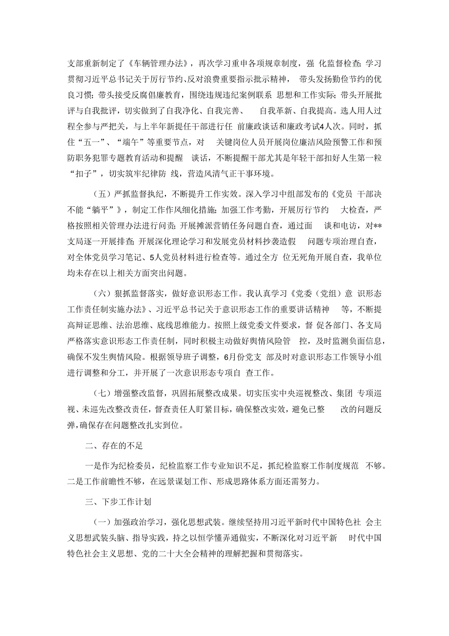 2023年上半年企业纪检委员工作总结.docx_第2页