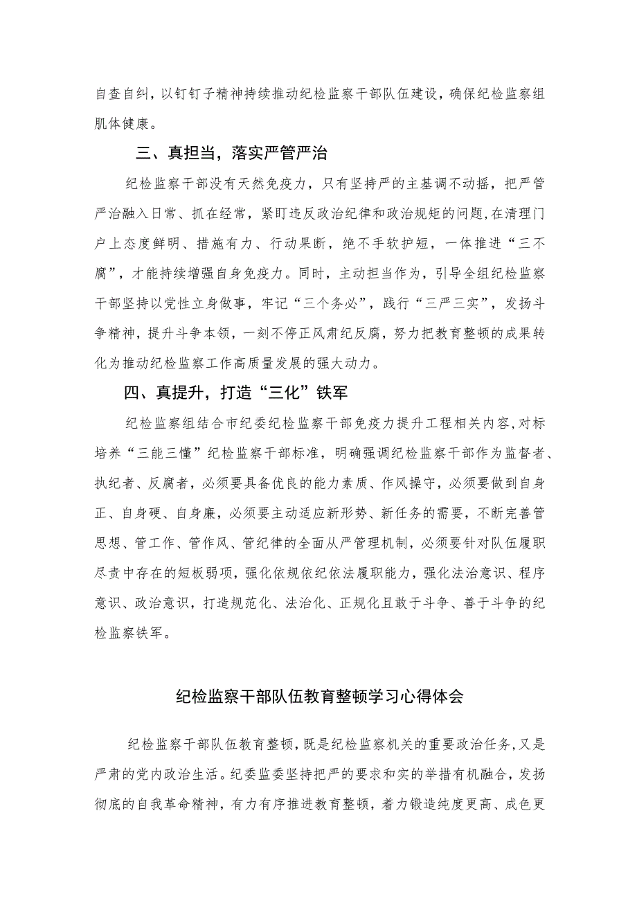 纪检监察干部开展纪检监察干部队伍教育整顿心得体会精选（共六篇）汇编供参考.docx_第2页