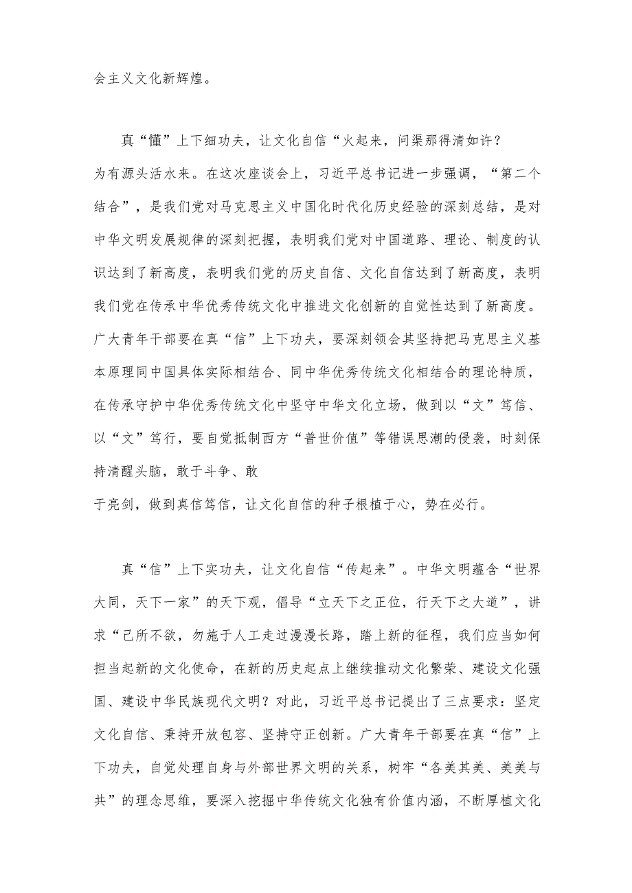 2023年在文化传承发展座谈会上发表重要讲话学习心得体会（2篇）供参考.docx_第2页