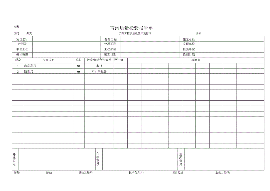 盲沟质量检验报告单.docx_第1页