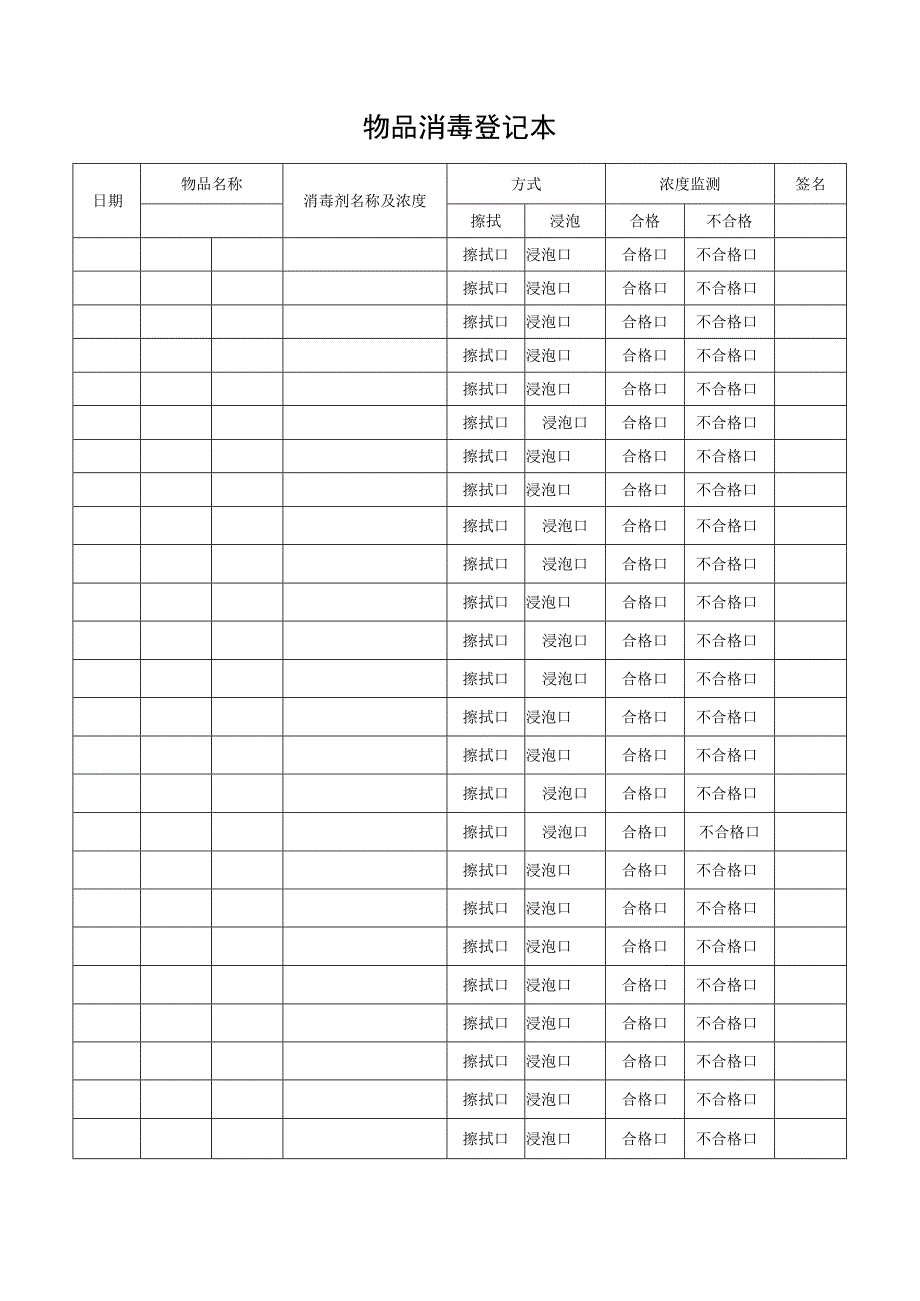 物品消毒登记本.docx_第1页