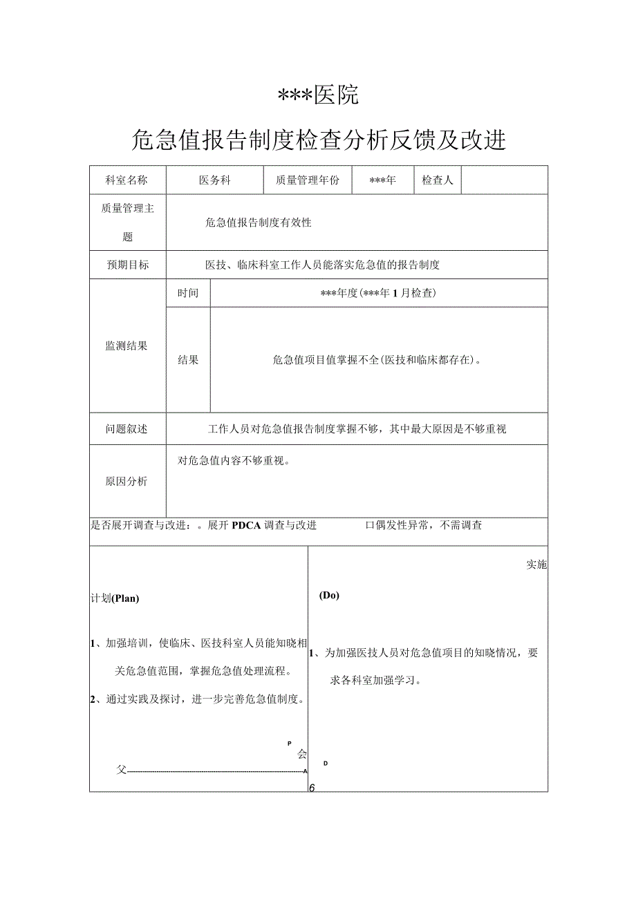 危急值报告制度检查分析反馈及改进.docx_第1页