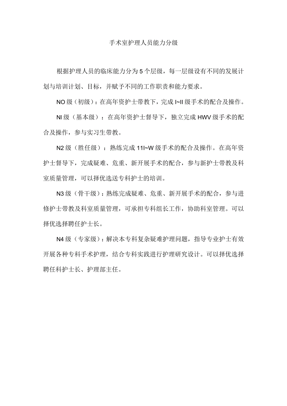 手术室护士分层管理能力分级与N0N1N2N3N4各级护士履职要求.docx_第1页