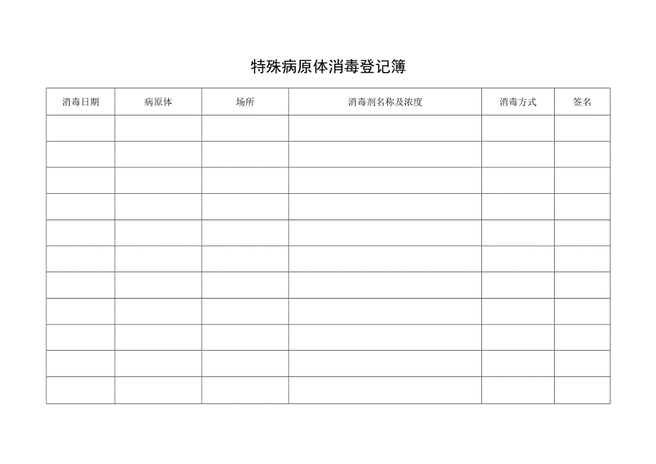 特殊病原体消毒登记簿.docx_第1页