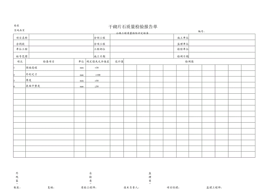 干砌片石质量检验报告单.docx_第1页