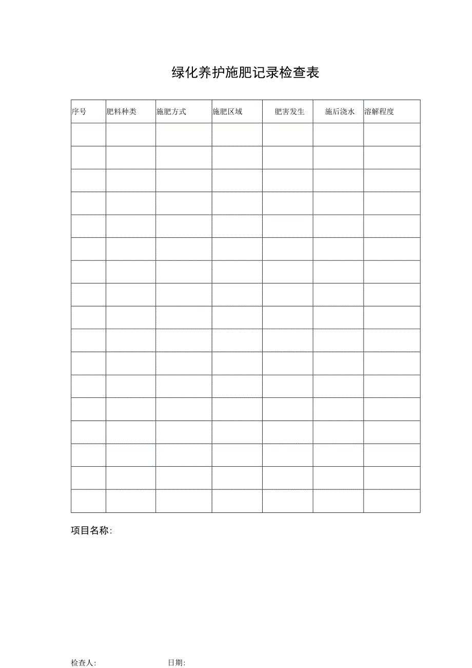 绿化养护施肥记录检查表.docx_第1页