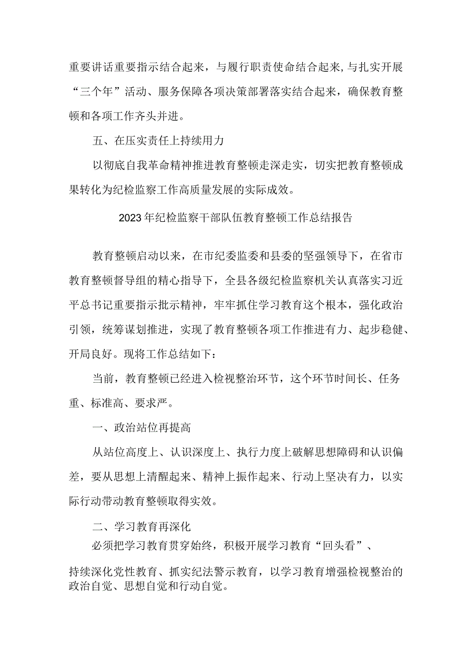 高等学院2023年纪检监察干部队伍教育整顿工作总结.docx_第2页