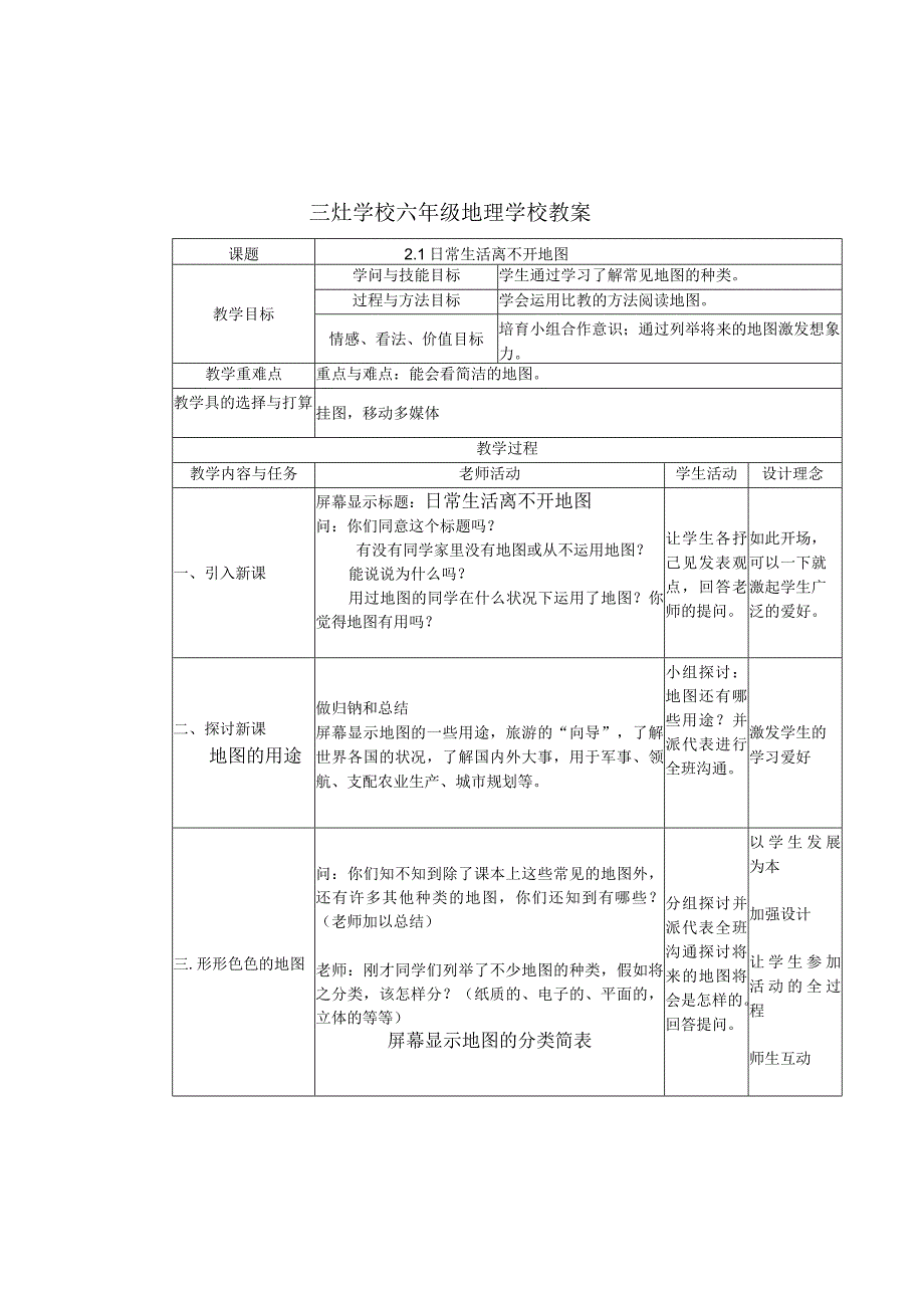 1.2.1日常生活离不开地图教案(沪教版六上).docx_第1页