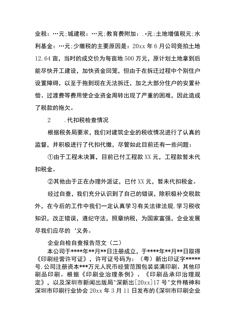 企业自检自查报告模板.docx_第2页