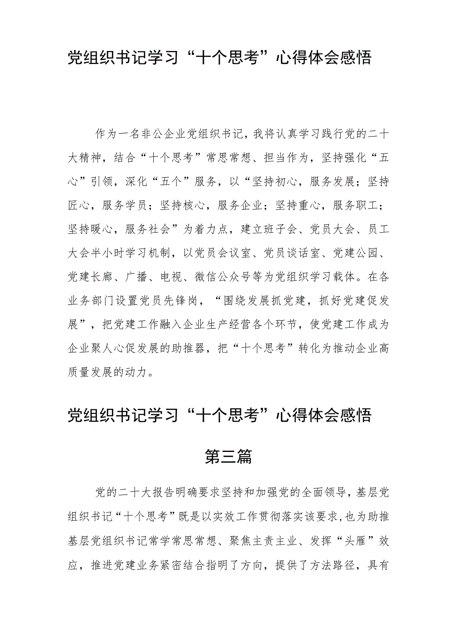 党组织书记学习“十个思考”心得体会感悟(五篇).docx_第2页