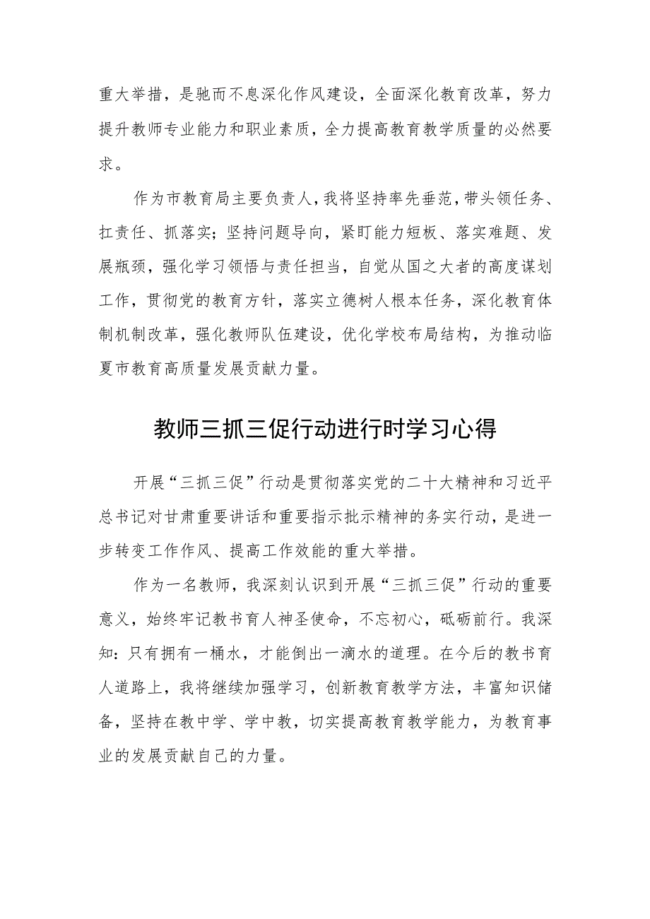 （共三篇）中学思政教师【“三抓三促”行动进行时】学习心得体会.docx_第2页