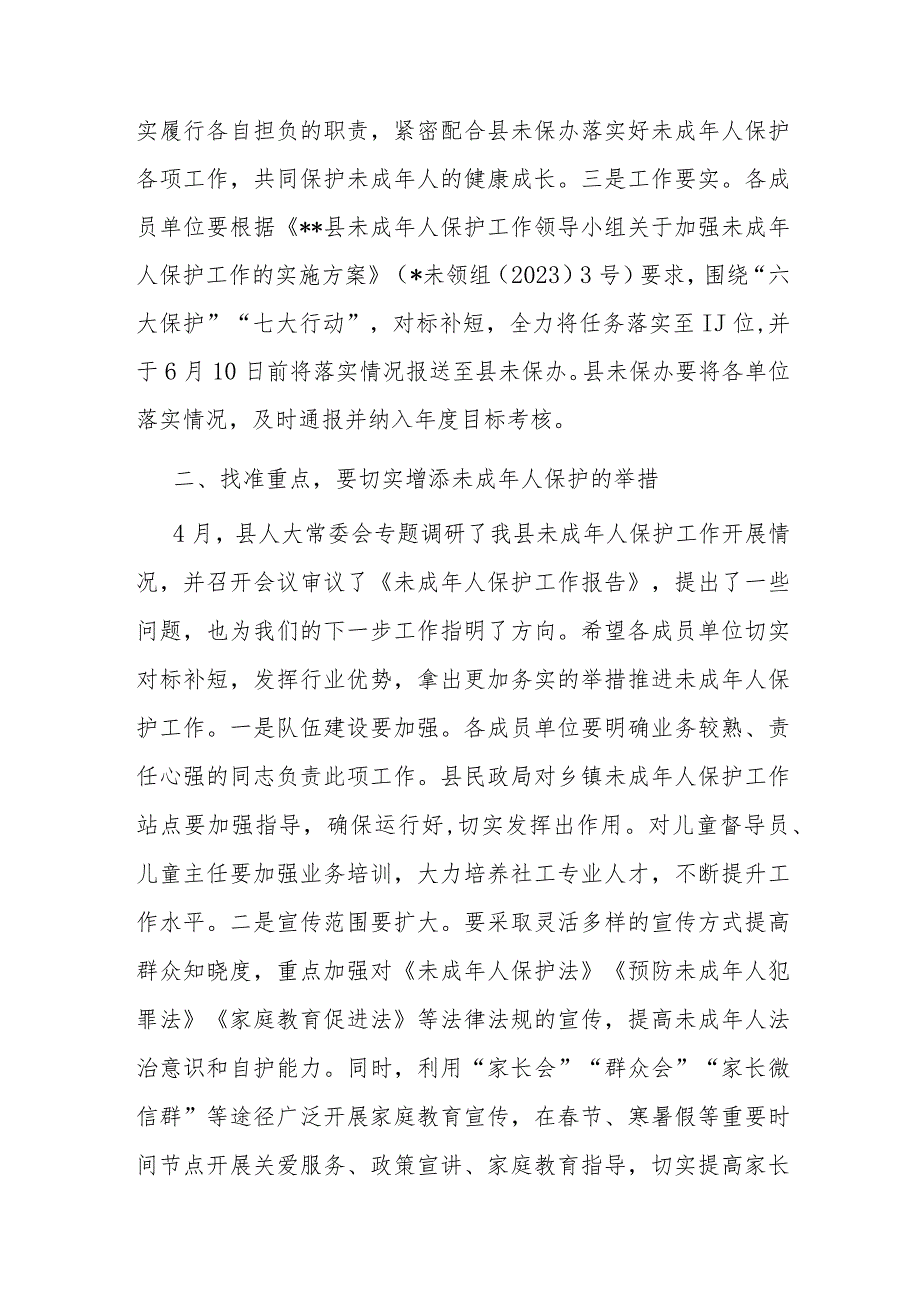 在2023年全县未成年人保护工作领导小组第二次全体会议上的讲话.docx_第2页