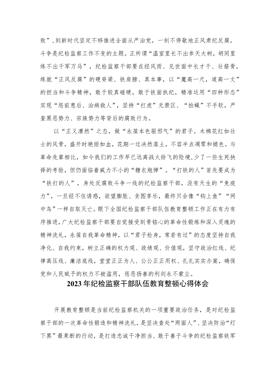 2023开展纪检干部队伍教育整顿学习心得体会精选10篇范文.docx_第2页