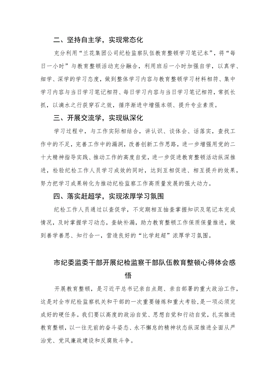 2023纪检监察干部队伍教育整顿心得体会感想【10篇精选】供参考范文.docx_第2页