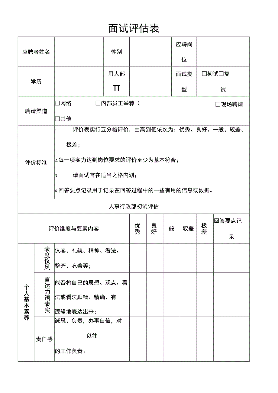 面试评估表表.docx_第1页