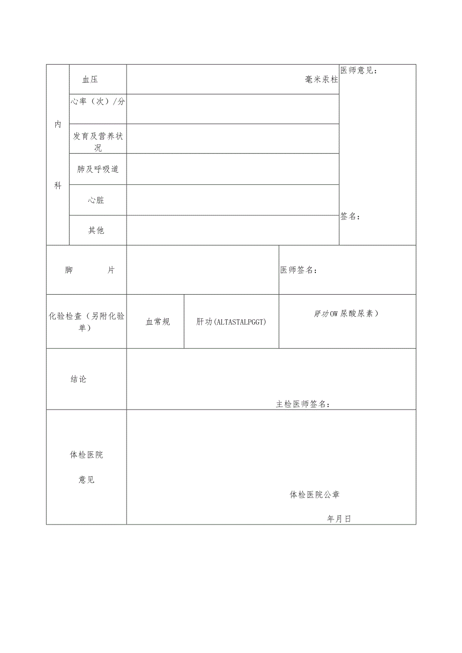 科右前旗申请教师资格认定人员体检表.docx_第2页