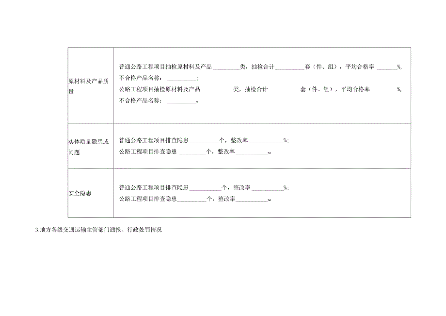 公路建设工程质量安全隐患大排查大整治专项行动工作情况季度汇总表.docx_第3页