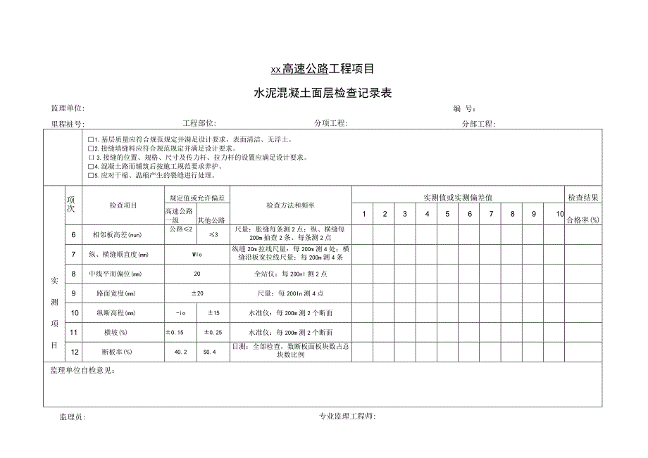 水泥混凝土面层检查记录表.docx_第2页