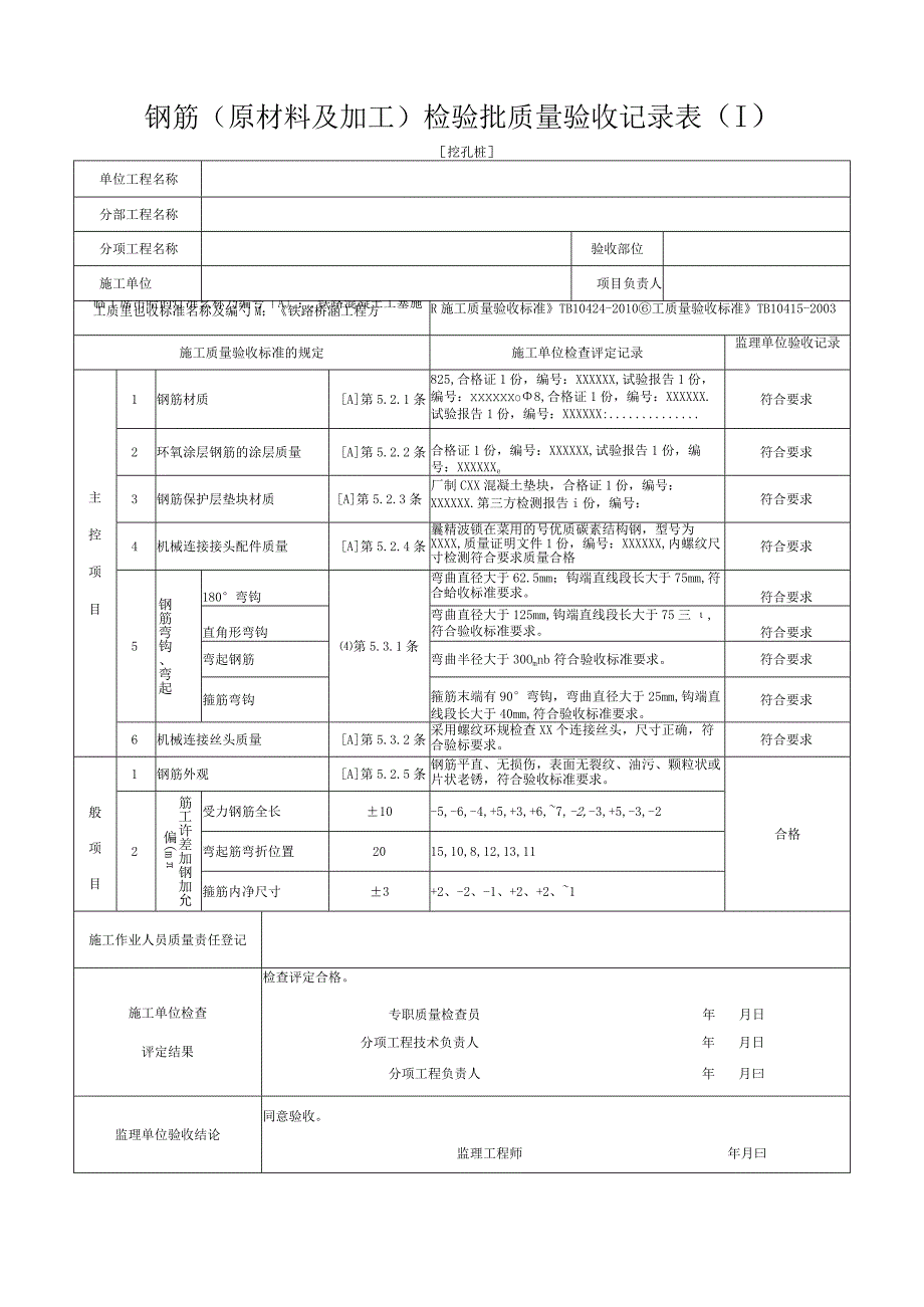 [挖孔桩]钢筋(原材料及加工)检验批质量验收记录表(Ⅰ).docx_第1页