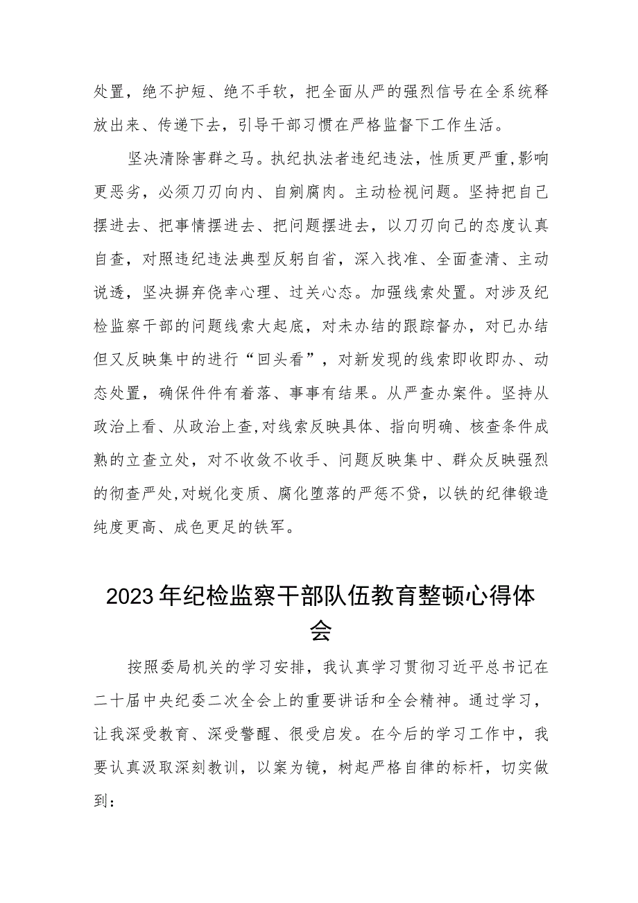 2023全国纪检监察干部队伍教育整顿教育活动的心得体会7篇.docx_第3页