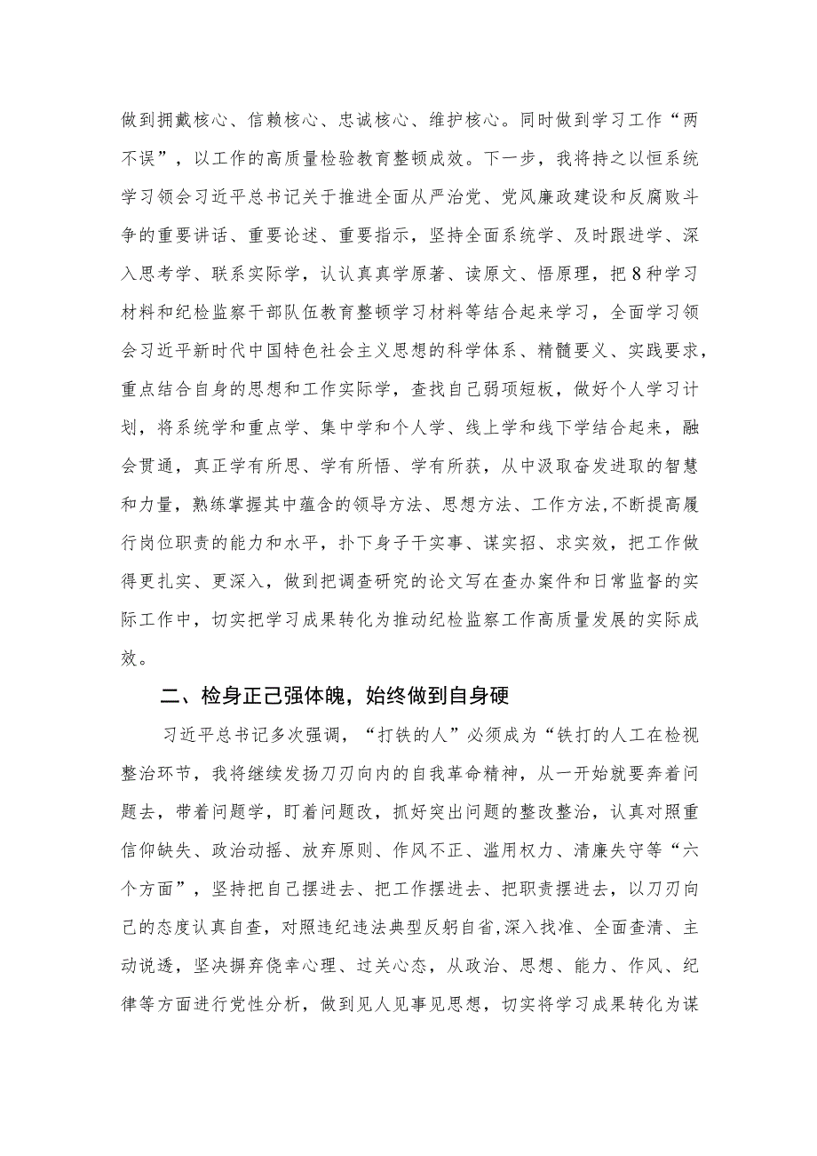 2023纪检监察干部在“打铁必须自身硬”专题研讨会上的发言材料范文精选三篇.docx_第2页