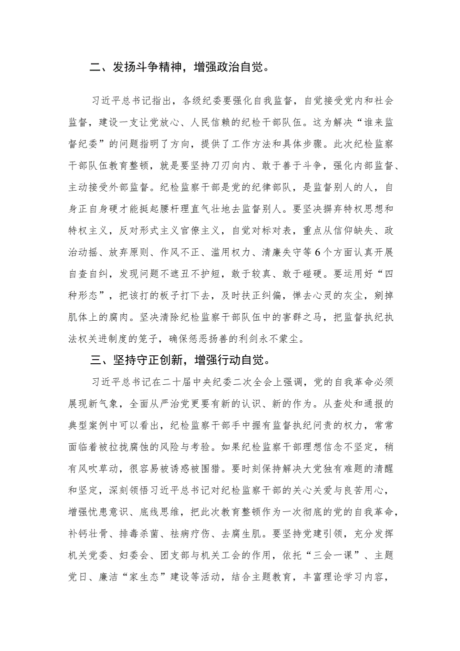 2023开展纪检监察干部队伍教育整顿研讨发言材料心得体会范文精选（3篇）.docx_第2页