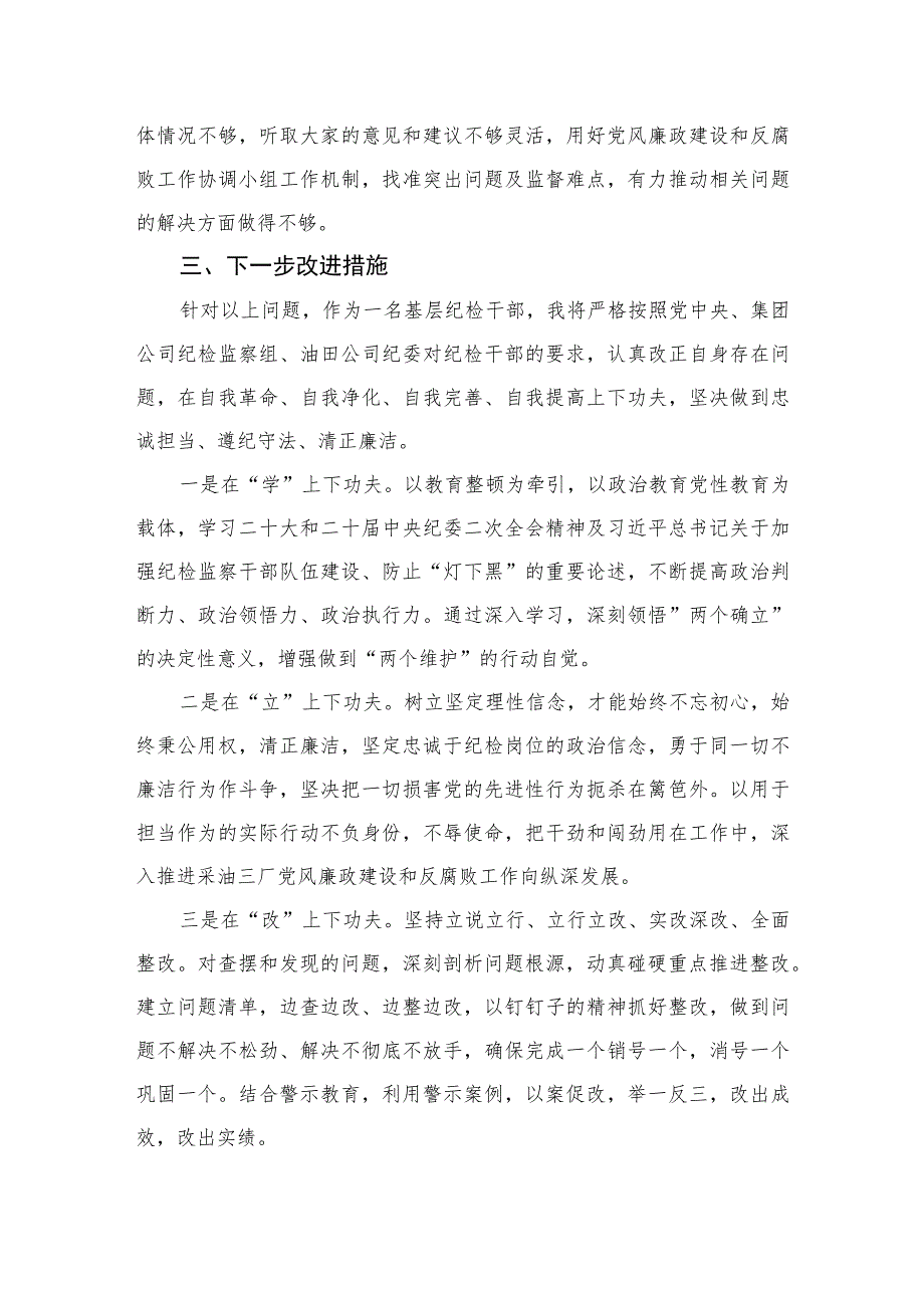 2023纪检干部教育整顿党性分析报告精选三篇集合.docx_第3页