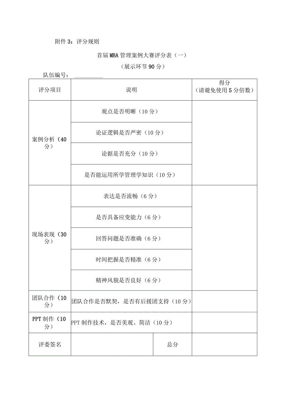 评分规则首届MBA管理案例大赛评分表一.docx_第1页