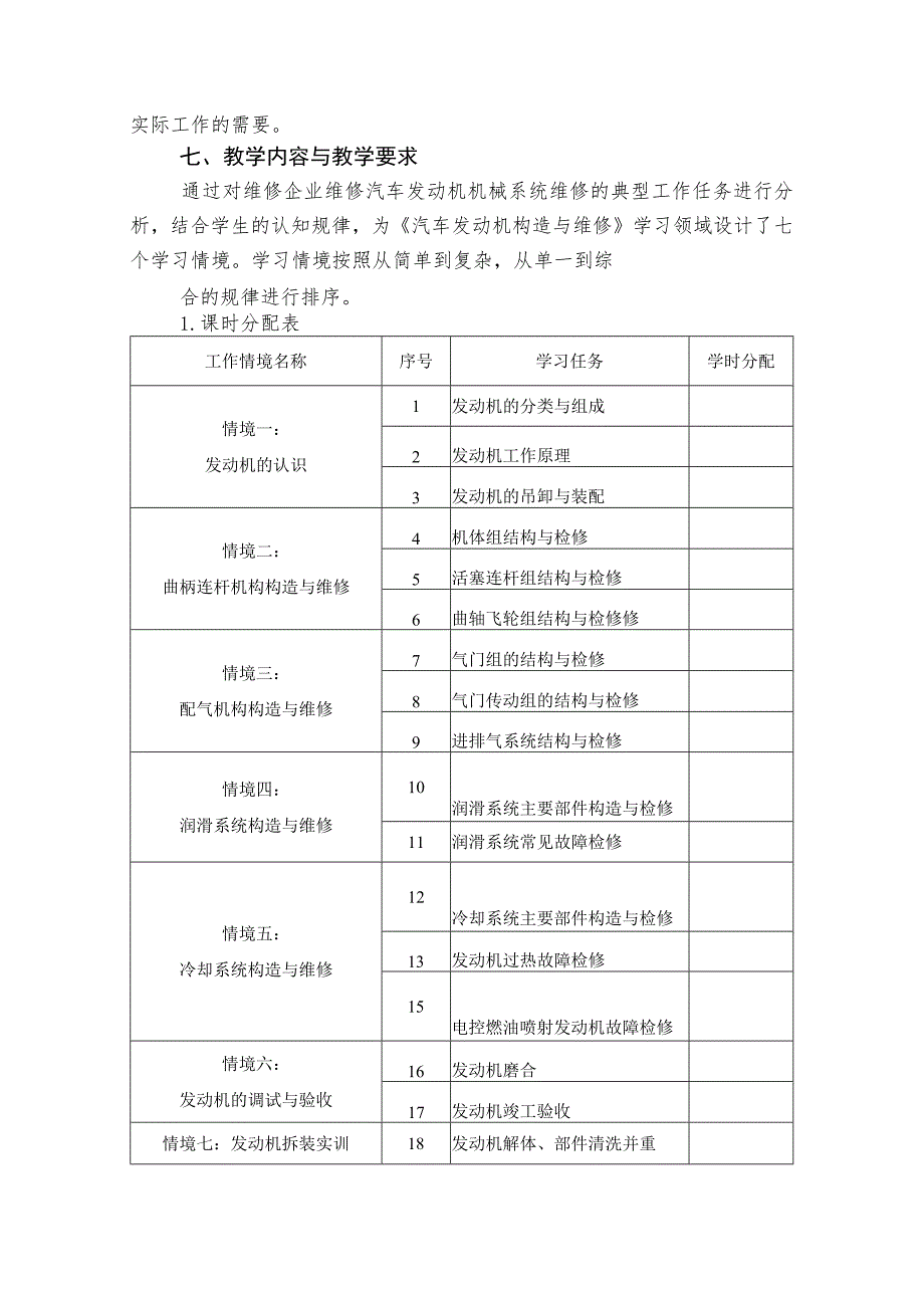 中等职业学校《汽车发动机构造与维修》课程标准.docx_第3页