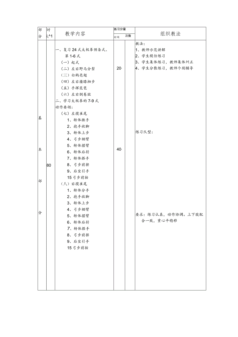 太极拳保健体育课第五次课时掌握太极拳的第7-9式教案.docx_第2页