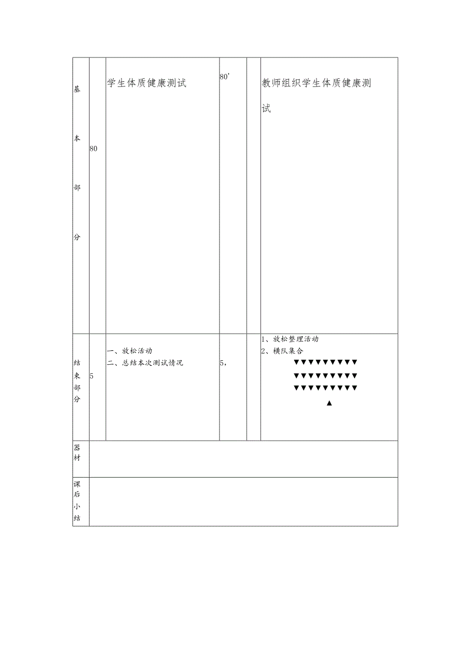 太极拳保健体育课第十四次学生体质健康测试课时案.docx_第2页