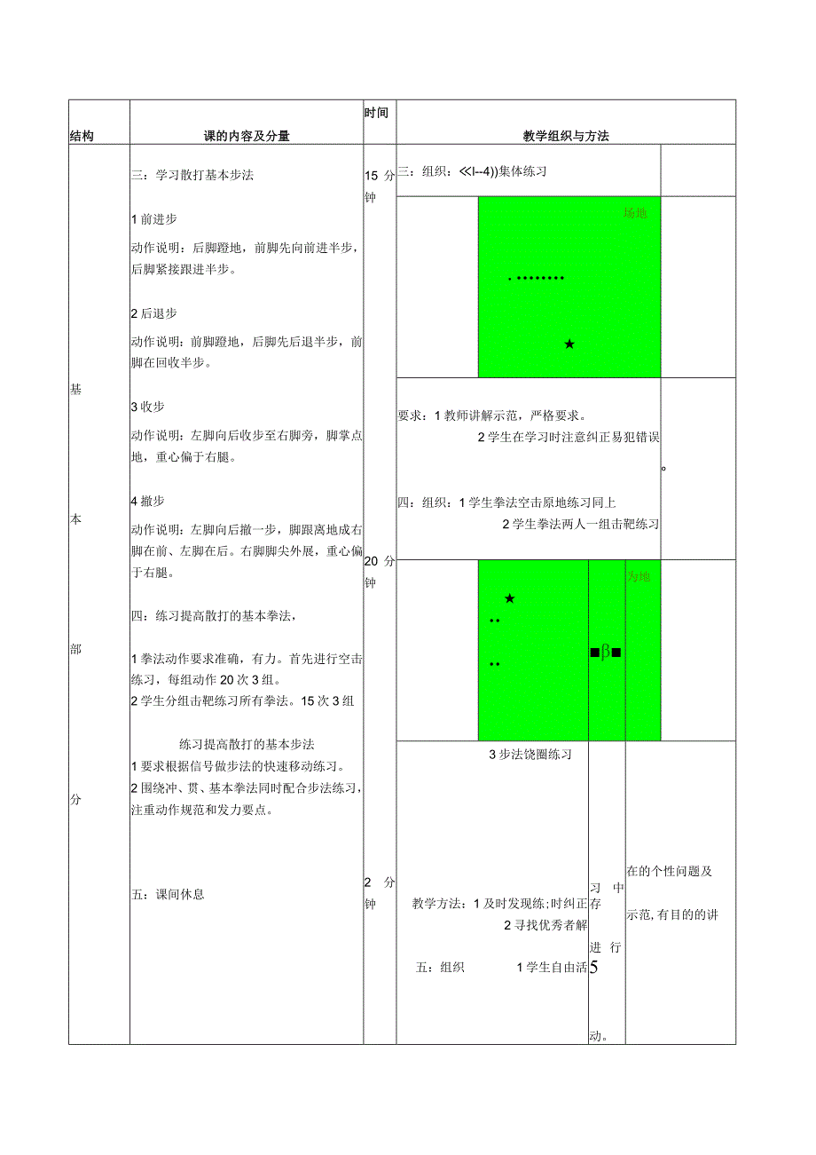 散打体育课教案学习并掌握散打的基本步法.docx_第3页