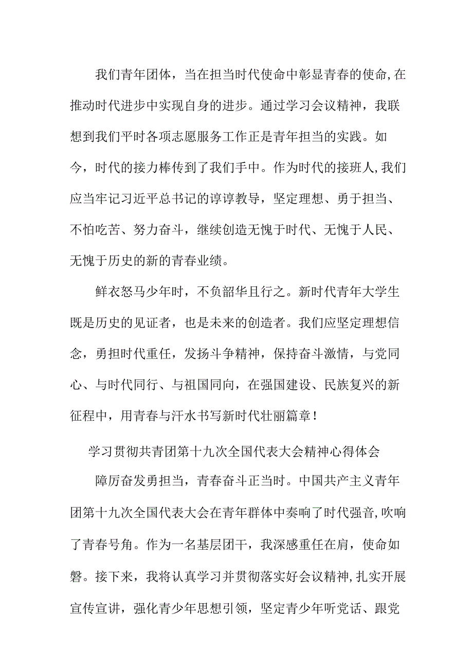 国企单位学习贯彻共青团第十九次全国代表大会精神心得体会 （8份）.docx_第3页