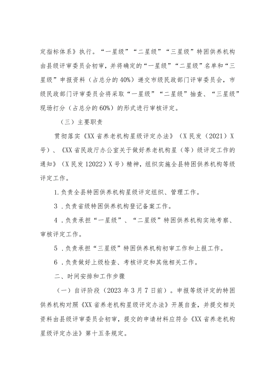 XX县民政局关于开展2023年度特困供养机构星级评定工作方案.docx_第2页