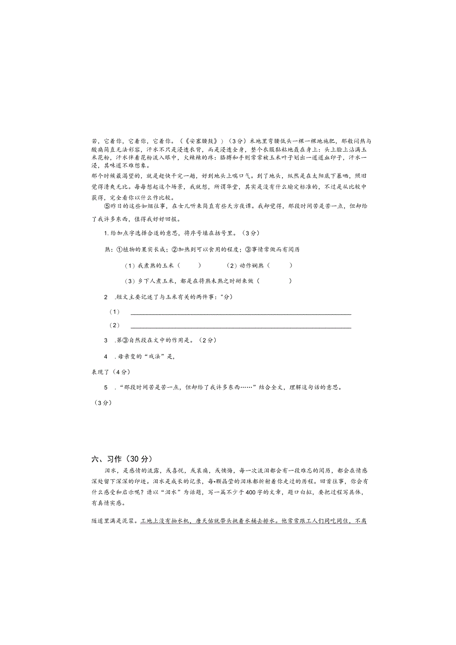 2023最新苏教版六上期末试卷.docx_第3页