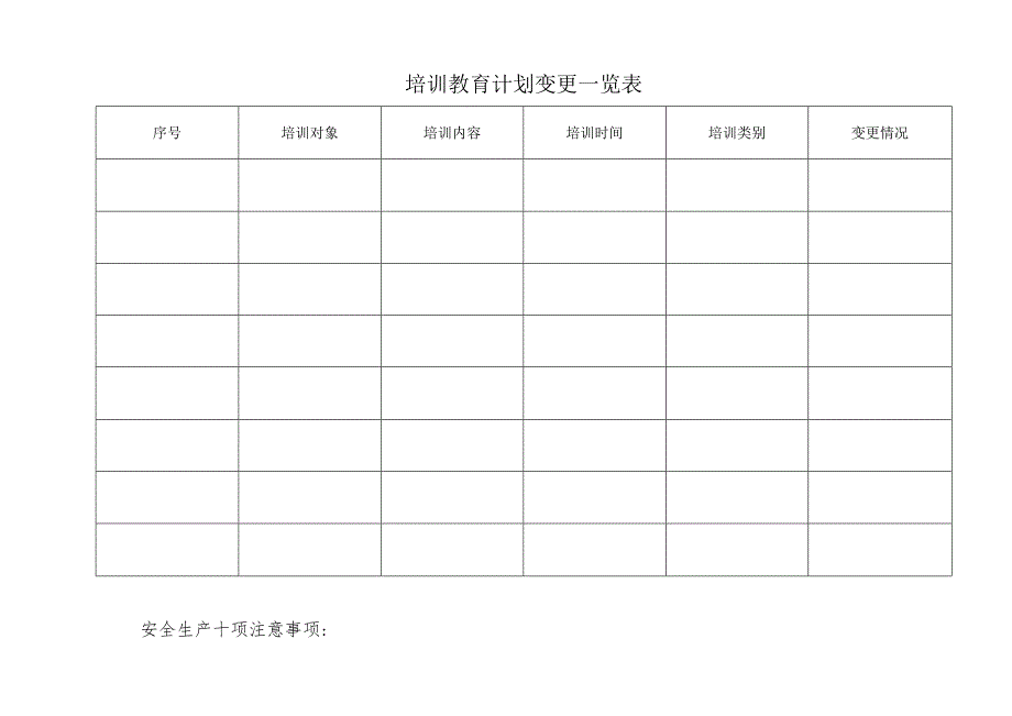 培训教育计划变更一览表.docx_第1页